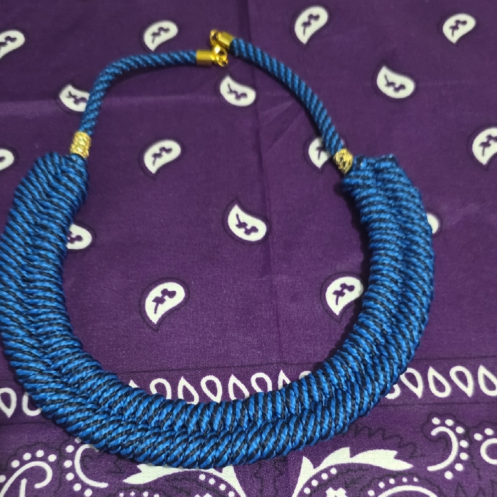Handmade Blue Rope Statement Necklace - Unbranded